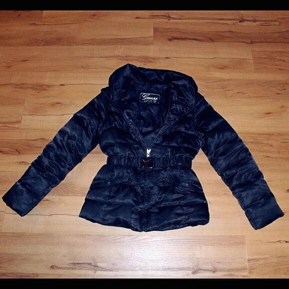 Vintage Y2K Down Filled Belted GUESS Winter Puffer Coat - Picture 5 of 12